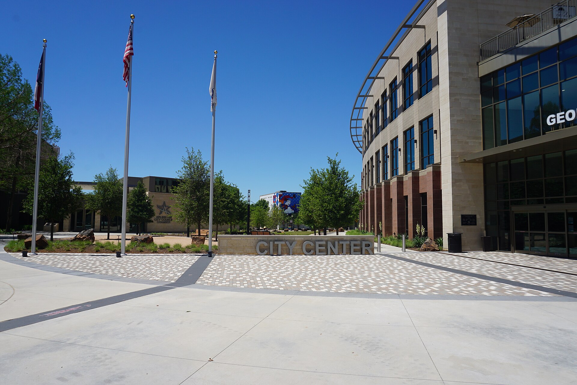 Downtown Arlington, Texas city center on a clear day.